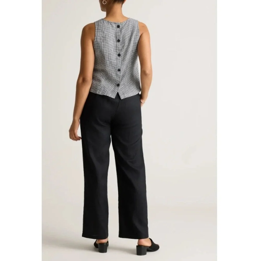 Quince Women's Classic Mini Gingham European Linen Cropped Tank Top Size M NWT - Picture 4 of 11